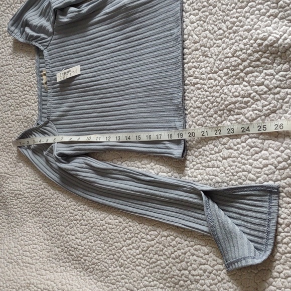 NWT Madewell Size XS Blue Ribbed Slit Sleeve Square Neck Top - Picture 6 of 15